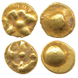 Shilaharas of Kolhapur, Gold Double Fanam (2), 0.77g, trishul on obv., rev. plain field wi