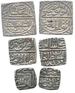 Nasir Shah (1500-1510 AD), Silver Tanka ½ and 1/4, AH 913 and 906, ornamental type (GG M11