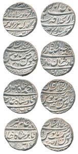Silver Rupee (4), Shahjahanabad Mint, Muhammad Shah AH 115x/26; Ahmed Shah Bahadur AH 1164