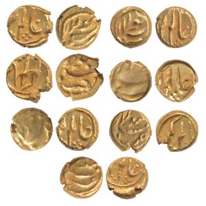 Shah Alam II and Alamgir II, Gold Fanam (6), Kolar Mint, with clear mint name. Very Fine. 