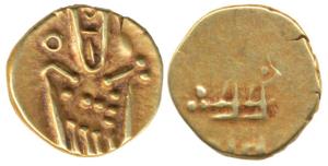 Marathas of Tanjavore, Gold Fanam, lion to right, rev. Rama Rau. Fine, Scarce.