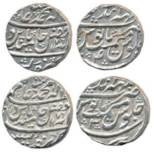 Suraj Mal, Silver Rupee (2), Mahindrapur Mint, in the name of Shah Alam II, mint name at t