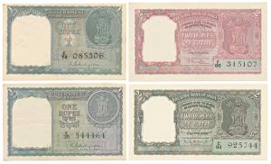Rupee 1 (2), Rupees 2 (2), signed K. G. Ambegaonkar, B. Rama Rau and P. C. Bhattacharya, (