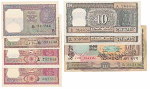 Rupee 1, Rupees 2 (3) and Rupees 5 (3), different dates and signatures. Fine to Uncirculat