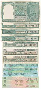 Rupees 5 complete set of 40 notes, with different dates and signatures of all varieties (J
