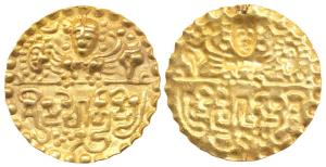 Sharabhpurias of Chhatisgarh, Mahendraditya (c. 6th century AD), Gold repousse Dinar, Garu