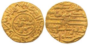 Hasan Shah (AH 876-889; 1472-1484 AD), Gold Tanka, Kashmir Mint, with legend Nagin mulk Kh