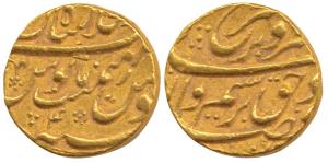 Farrukhsiyar (AH 1124-1131, 1712-1719 AD), Gold Mohur, Shahjahanabad Mint, RY 6 (KM 390.30
