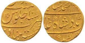 Muhammad Shah (AH 1131-1161, 1719-1748 AD), Gold Mohur, Khujista Bunyad Mint, AH 1141/9 (K