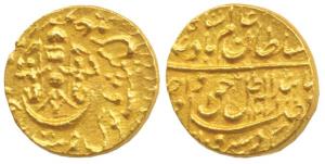 Wajid Ali Shah (1847—AD), Gold ¼ Asharfi, Mulk Awadh Akhtarnagar Bait al Sultanat Lakhnau 