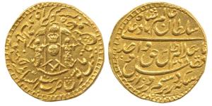 Wajid Ali Shah, Gold Asharfi, Bait al-saltanat Lakhnau Mulk Awadh Akhtarnagar Mint, AH 126