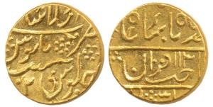 Daulat Rao (1795-1827 AD), Gold Mohur, Lashkar Mint, in the name of Muhammad Shah, Sahib-i