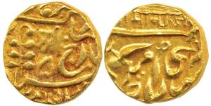 Umaid Singh, Gold Mohur, 10.96g, with the name of George V, Shri in Nagari above Persian n