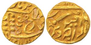 Umaid Singh, Gold Mohur, 10.94g, with the name of George V, Om in Nagari above Persian num
