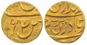 Bhupindar Singh, Gold 2/3 Mohur, 7.41g, in the name of Ahmad Shah Durrani, rev. katar and 
