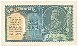 George V, Rupee 1, 2nd issue, 1935, signed J. W. Kelly, (J&R 2.1C). About Uncirculated, Ra