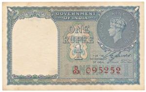 George VI, Rupee 1, signed C. E. Jones, serial number in red, (J&R 1.1D). Very Fine, Extre