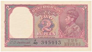 George VI, Rupees 2, 1944, signed C. D. Deshmukh, (J&R 2.2). Uncirculated, Rare.