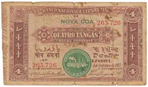 Quatro (Four) Tangas, 2nd issue, 1917, Banco Nacional Ultramarino, red colour seal 2, cont