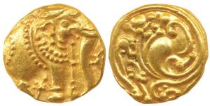 Western Gangas, Gold Gajapati Pagoda, 3.78g, an ornate elephant standing to right on obv.;