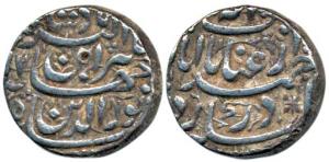 Jahangir, Silver Rupee, 11.32g, Ahmedabad Mint, Inayat Couplet, (KM 149.4). Very Fine+, Sc