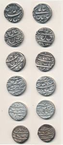 Shah Jahan, Silver Rupee (6), Ahmedabad, Akbarnagar, Golkunda, Multan, Qandhar and Tatta M