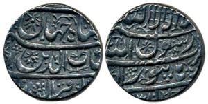 Shah Jahan, Silver Rupee, 11.38g, Burhanpur Mint, Month Aban, floral design on obv. and re