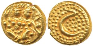 Haider Ali (AH 1174-1197, 1761-1782 AD), Gold Pagoda, 3.44g, Shiva and Parvati seated on o