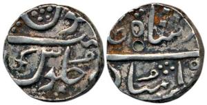 Sankheda Mint, Silver Rupee, 11.24g, in the name of Shah Alam II, sword as mint mark on re