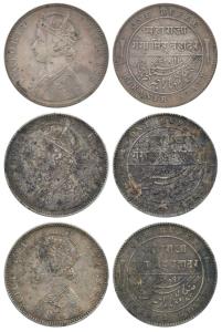 Ganga Singh, Silver Rupee (3), obv. with the name and portrait of Victoria, Bombay Mint, 1