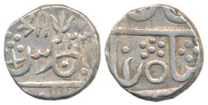 Baija Bai, Silver Rupee, 10.84g, in the name of Shah Alam II, RY 23, Shri and trishul on r