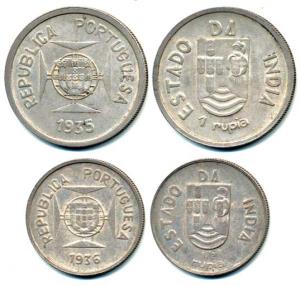 Silver Rupia and ½ Rupia, 1935 and 1936. About Uncirculated. (2)