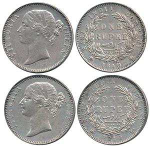 Victoria Queen, Silver Rupee, 1840, divided legend, obv. WWS raised, rev. 28 Berries, obv.