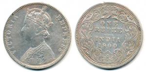 Victoria Empress, Silver Rupee, 1900, C2 / I / 'B' incused. Very Fine.