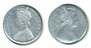 Victoria Queen, Silver Rupee, obv. Brockage, Error. Extremely Fine, Rare.