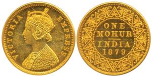 Victoria Empress, Gold Mohur, 1879, Bombay Mint, (Prid 16). Proof Restrike, Slabbed in PCG