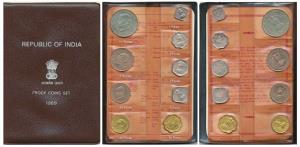 1969 Proof Set, Gandhiji Birth Centennial, set of 9, 1 Paisa to Rupees 10, Bombay Mint. In