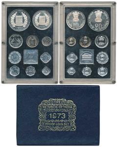 1973 Proof set, Grow More Food, set of 10, 1 Paisa to Rupees 10. In immaculate condition, 