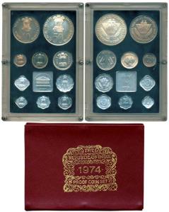 1974 Proof set, Food For All, set of 10, 1 Paisa to Rupees 10. In immaculate condition, wi