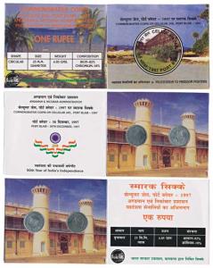 1997 Uncirculated set, Cellular Jail, Port Blair, set of 2, Rupee, Calcutta Mint. In immac