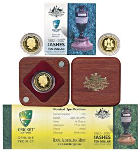 Australia, Gold $10, 3.11g, 2007, 125 years of the Ashes series between England and Austra