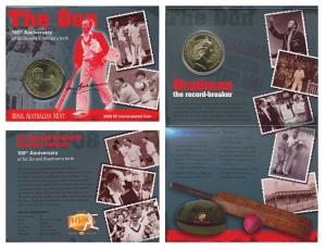 Australia, Sir Donald Bradman, Aluminum Bronze $5, 2008 (KM 589). Uncirculated in card pac