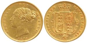 Great Britain, Victoria, Gold ½ Sovereign, shield on rev. 1878, Extremely Fine, Very Rare 