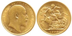 Great Britain, Edward VII, Gold Sovereign, 8g, 1909. Very Fine+, Scarce.