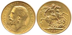 South Africa, George V, Gold Sovereign, 1927. About Extremely Fine.
