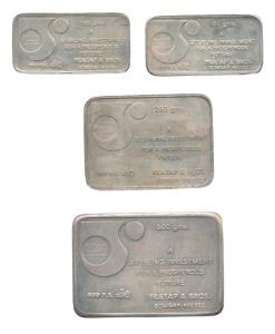 Reliance World Cup 1987, Silver Bars (4), manufactured by Pratap and Bros. Bombay, logo of