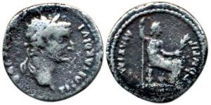 Roman Empire, Tiberius (AD 14-37), Silver Denarius, 3.4g, Tribute Penny, Goddess seated to