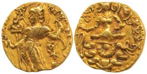 Guptas, Skandagupta (AD 455-480), Gold Heavy Dinar, 8.97g, Archer type, king nimbate stand