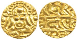 Chandellas of Jejakabhukti, Sallakshana Varma, Gold ¼ Dinara, .99g, Goddess Lakshmi on obv