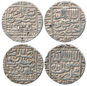 Islam Shah Suri, Silver Rupee (2), Gwalior Mint, AH 952; Kalpi Mint, AH 955 (GG D961 & 962